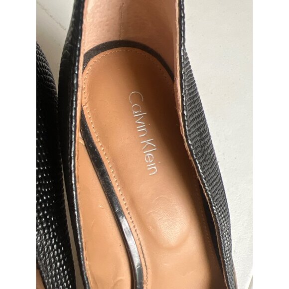 Calvin Klein Womens Two-Tone Pointed-Toe Kitten Heel Pumps US 9.5 Black & Beige - Picture 4 of 10